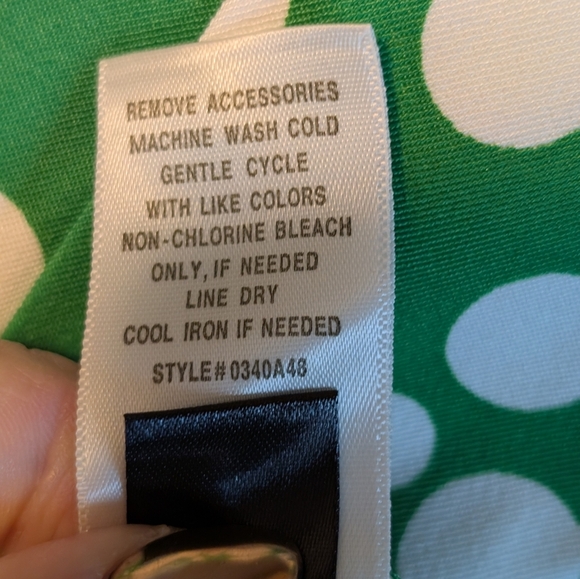 Dress Barn Spring Summer White & Green Floral Belted Dress Size 14 - Picture 12 of 13